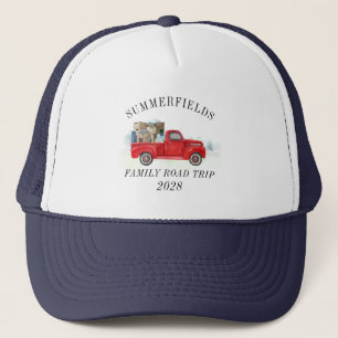 Casquette Voyage en famille en été Vacances camion rouge Pap