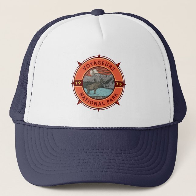 Casquette Voyageurs Parc national Moose Retro Compass Emblem (Devant)