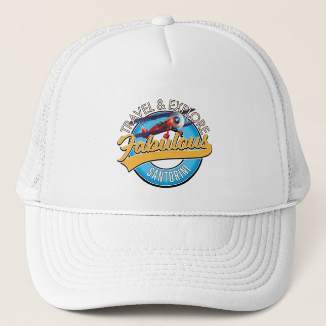 Casquette Voyagez & Explorez la Fabuleuse Santorin (Devant)