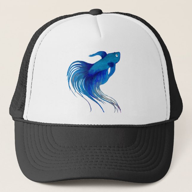 Casquette Watercolor Blue Betta Fish (Devant)