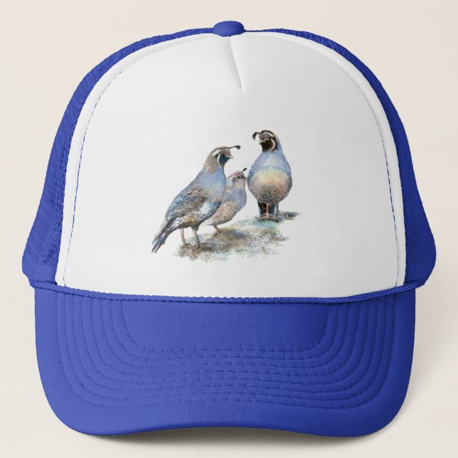 Casquette Watercolor California Quail Bird Nature (Devant)
