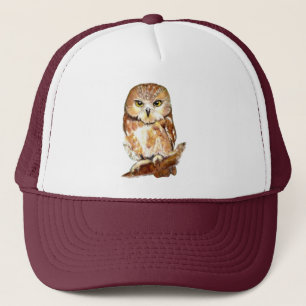 Casquette Watercolor Cute Owl Oiseau Faune Nature Art