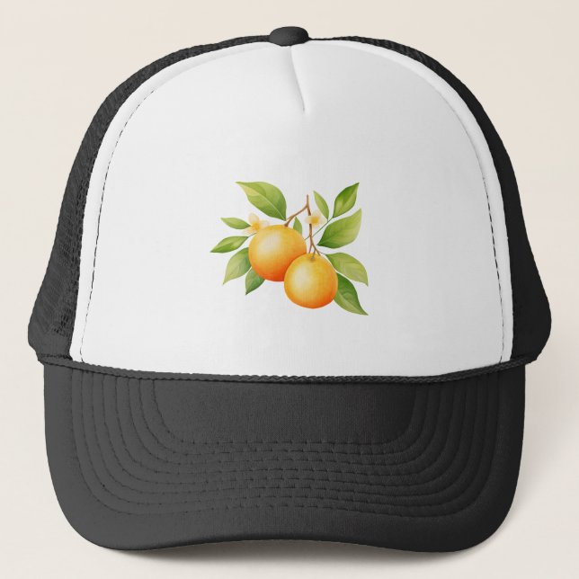 Casquette Watercolor Orange With Flower (Devant)