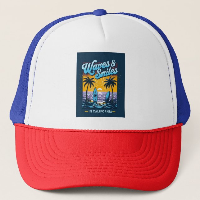 Casquette Waves & Smiles in California – Beach Vibes Cap (Devant)