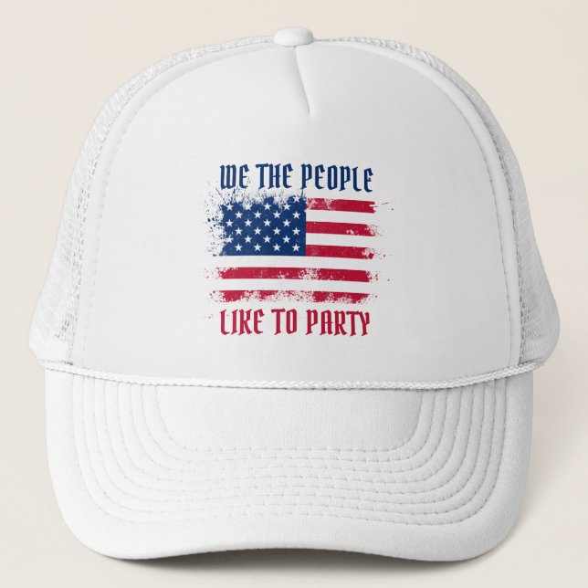 Casquette We people Funny Distressed USA Drapeau juillet 4 (Devant)