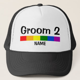 Casquette Wedding Rainbow Flag Banner Groom 2 Name