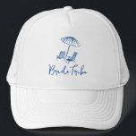 Casquette Week-end de célibataire en bord de mer<br><div class="desc">Chapeau de tribu de mariée pour week-end de célibataire,  avec des chaises de plage et un parasol dessinés à la main. Facile à modifier pour n'importe quelle fête.</div>