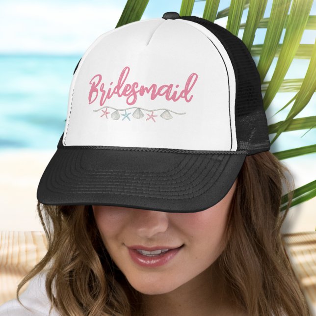 Casquette Week-end de Demoiselle d'Honneur Rose de Plage Dem (Pink Beach Bridesmaid Trucker Hat)