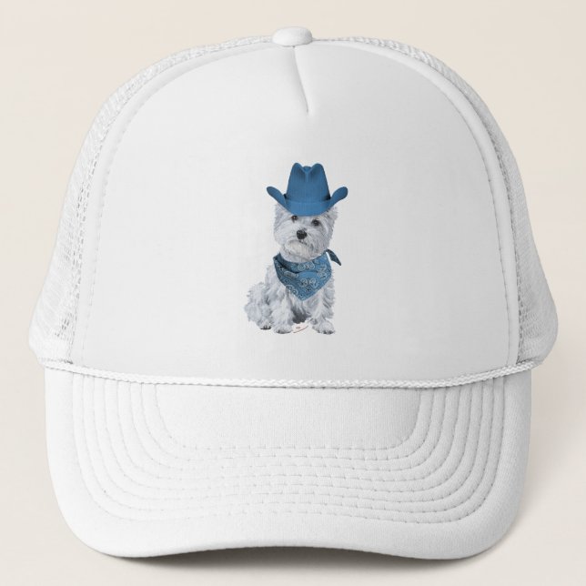 Casquette Westie Cowboy en Bleu (Devant)