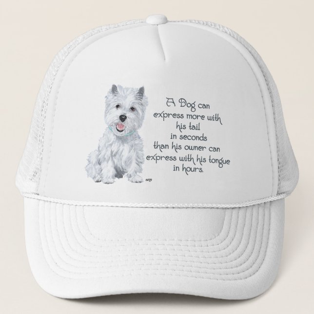Casquette Westie Wisdom - Wagging Tail ou Tongue? (Devant)