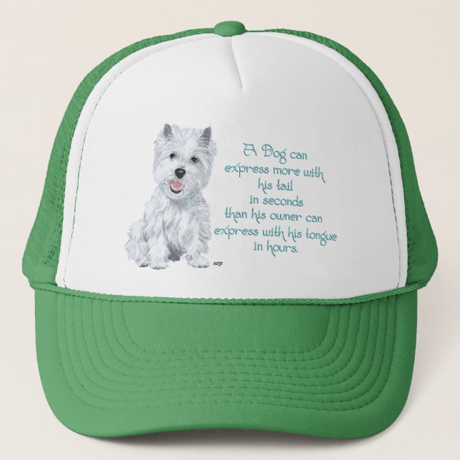 Casquette Westie Wisdom - Wagging Tail ou Tongue? (Devant)