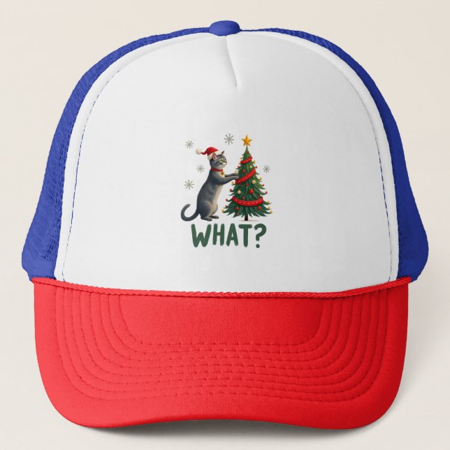 Casquette What Funny Cat Pushing Christmas Tree Over Cat Xma (Devant)