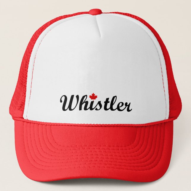 Casquette Whistler Canada Script Texte Petite feuille d'érab (Devant)