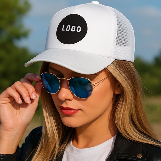 Casquette White and Black Use Your Logo (Make your own personalized business logo hat )