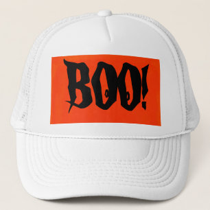 Casquette White Boo ! Trucker Hat en orange et noir design.