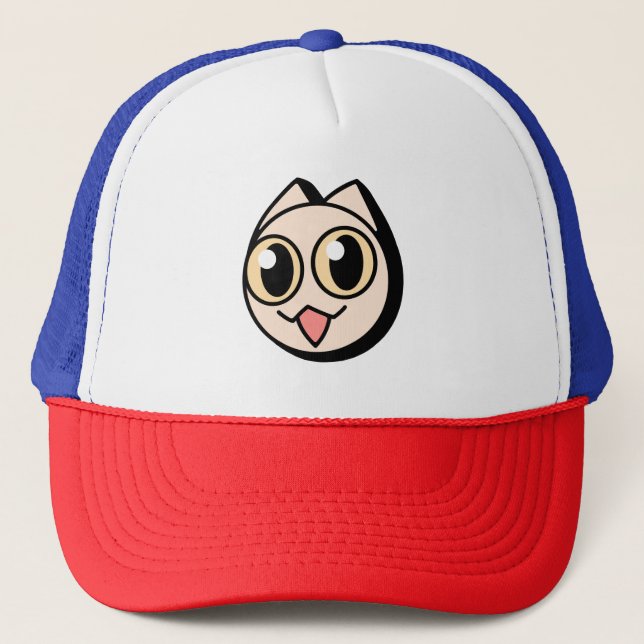 Casquette White Cartoon Cat (Devant)