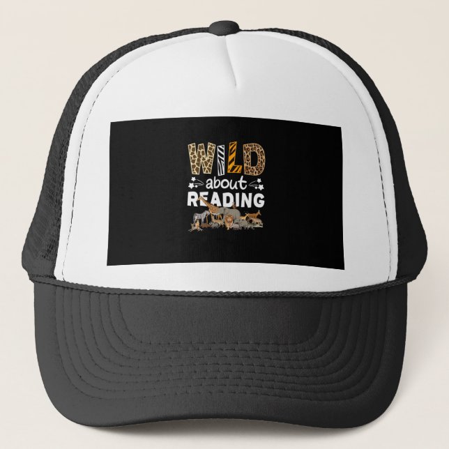 Casquette Wild About Reading Books And Bookworm Library (Devant)