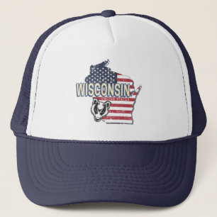 Casquette Wisconsin United States State Map Vintage USA