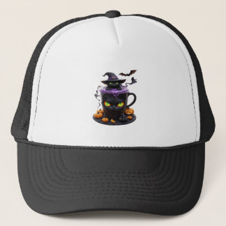 Casquette Witch Cat Halloween Latte  Creepy Cute Coffee with