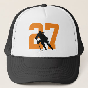 Casquette Women's Custom Hockey Player Number Orange Black