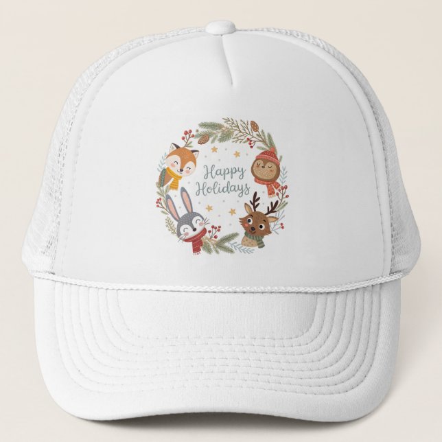 Casquette Woodland Friends Happy Holidays Circle  (Devant)