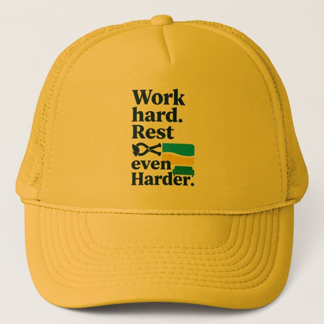 Casquette Work Hard Rest Even Harder Beach Lifestyle Design (Devant)