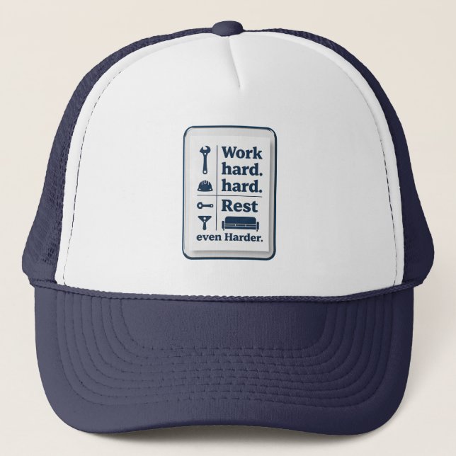 Casquette Work Hard Rest Even Harder Minimal Worker Design (Devant)