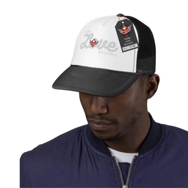 Casquette WORK LOVE BALANCE in grey script lettering (Créateur téléchargé)