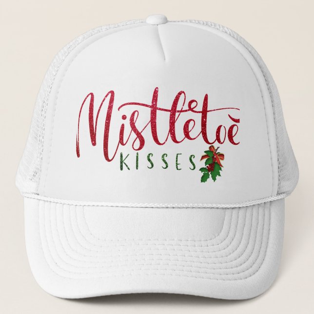 Casquette Xmas Mistletoe Kiss Parties scintillant unique cad (Devant)