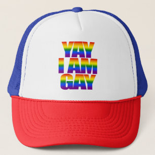 Casquette Yay je suis le drapeau heureux LGBTQ d'arc-en-ciel