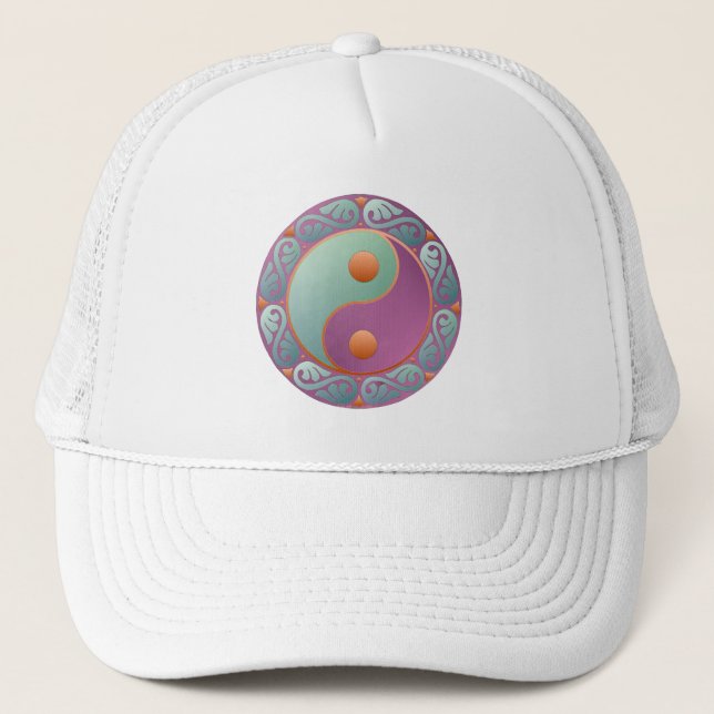 Casquette Yin Yang Médaillon Violet Turquoise (Devant)