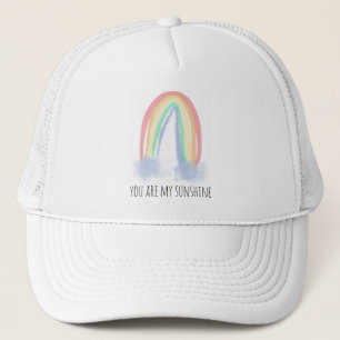 Casquette You are my sunshine watercolor painted rainbow