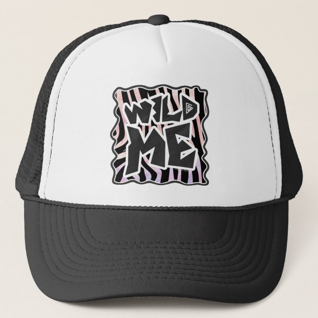 Casquette Zèbre Noir et Rose Sauvage moi (Devant)