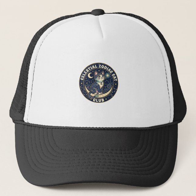 Casquette Zodiaque céleste Chat Mignon T-Shirt Design - Cel (Devant)