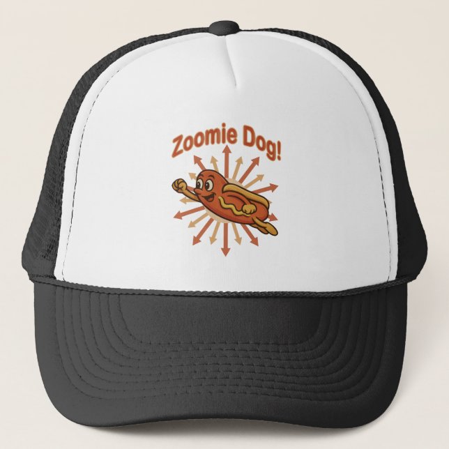 Casquette Zoomie Chien volant Hot Dog Cartoon - Fun Retro (Devant)