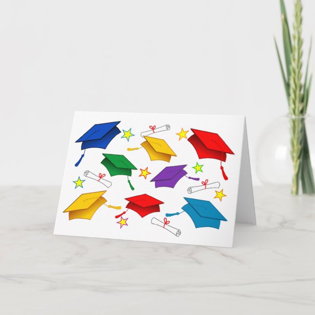 Casquettes colorés - Papier de Graduation Carte de (Devant)