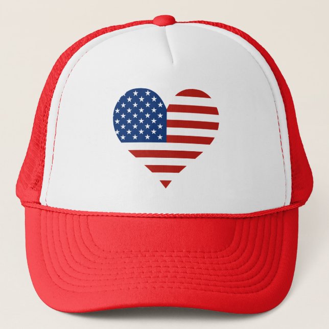 Casquettes de coeur de drapeau des USA (Devant)