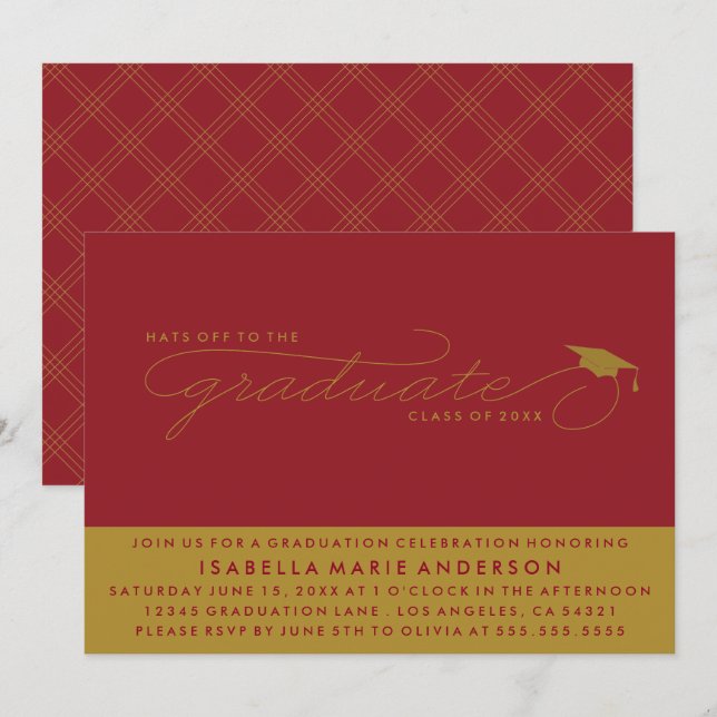 CASQUETTES DE L'ENTRÉE AU DIPLÔME | INVITATION À L (Devant / Derrière)