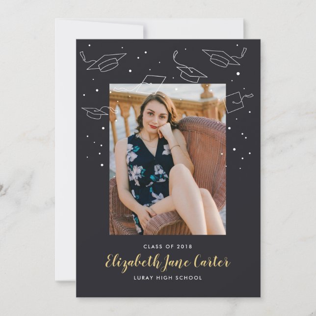 Casquettes et Confetti Faire-part de diplôme (Devant)