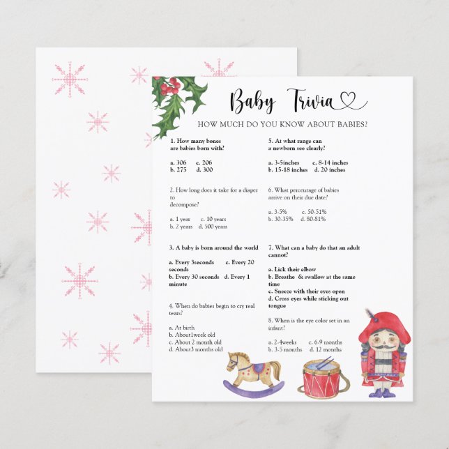 Casse-Noisette - Bébé Quiz | Jeu de Baby Shower (Devant / Derrière)