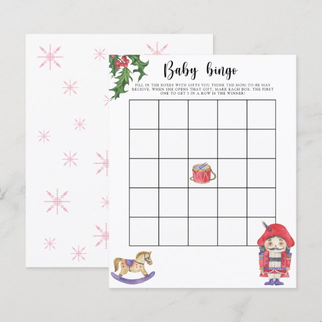 Casse-noisette - Jeu de bingo pour Baby shower (Devant / Derrière)
