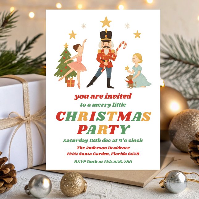Casse-Noisette Rétro Invitation de Fête de Noël Mo (Créateur téléchargé)