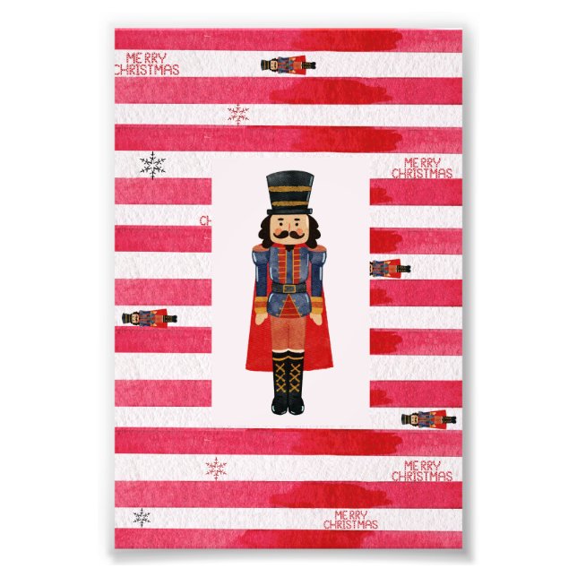 Casse-noix Red Stripes Christmas Art Poster Imprim (Devant)