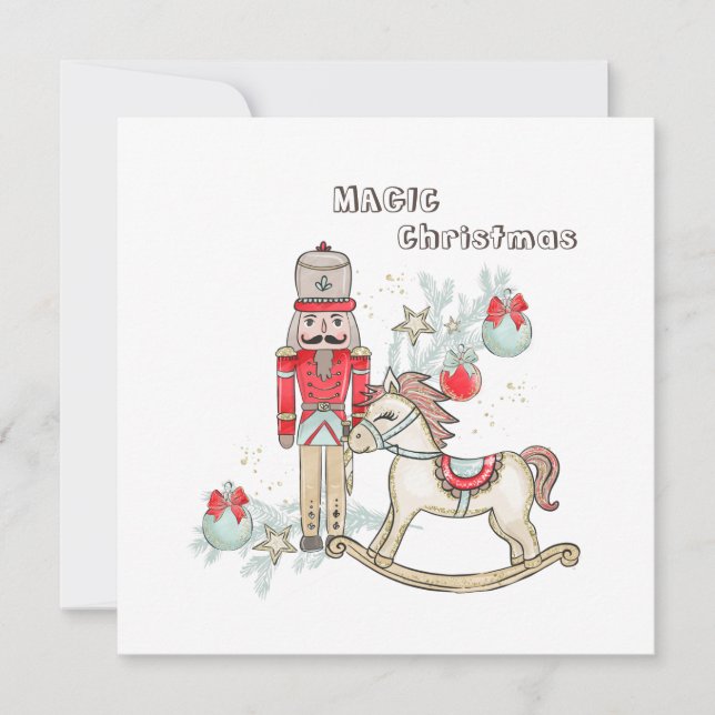 Casse-noix Rocse Horse Christmas Tree Carte Plat (Devant)