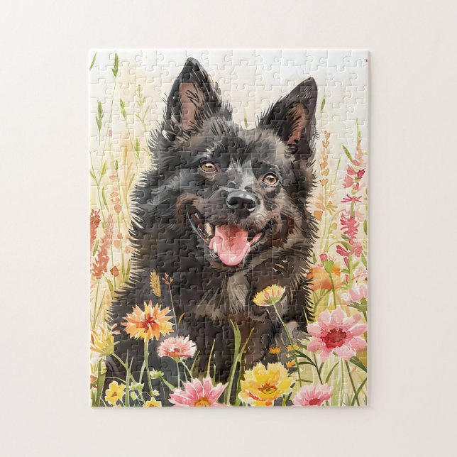 Casse-tête Schipperke – Puzzle à l'aquarelle pour  (Vertical)