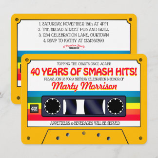 Cassette rétro des années 80 Invitation fête d'ann