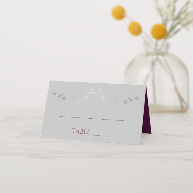 Cassis & Grey Simple Élégant Mariage Cartes de lie (Devant)