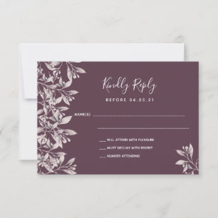 Cassis mariage violet fleurs botaniques RSVP