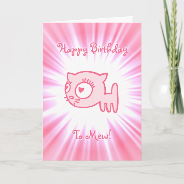 Cat-a-porter Joyeux Anniversaire À Mew ! Carte (Devant)