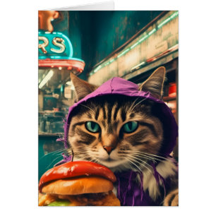 Cat at the Diner Purple Sweat - shirt à capuche To